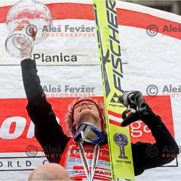 Thomas Morgenstern (AUT) at prize giving ceremony for overall World Cup winner in season 2007-2008. Planica, Slovenia 16.3.2008. Photo by Ales Fevzer 