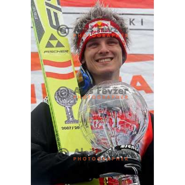 Thomas Morgenstern (AUT) at prize giving ceremony for overall World Cup winner in season 2007-2008. Planica, Slovenia 16.3.2008. Photo by Ales Fevzer 