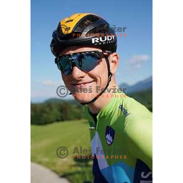 Matej Mohoric of Slovenia National Cycling team riding in new team jerseys during morning practice at Krvavec, Slovenia on July 2, 2020