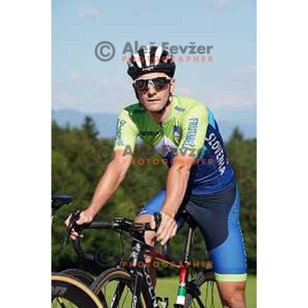 Jan Polanc of Slovenia National Cycling team riding in new team jerseys during morning practice at Krvavec, Slovenia on July 2, 2020