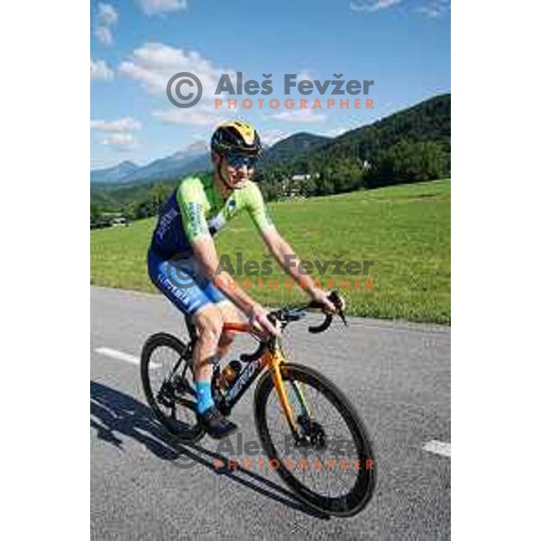 Matej Mohoric of Slovenia National Cycling team riding in new team jerseys during morning practice at Krvavec, Slovenia on July 2, 2020
