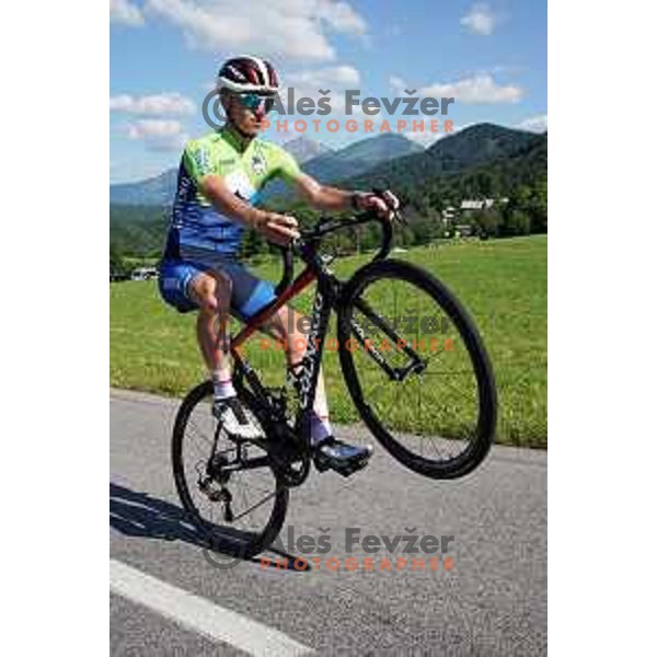Tadej Pogacar of Slovenia National Cycling team riding in new team jerseys during morning practice at Krvavec, Slovenia on July 2, 2020