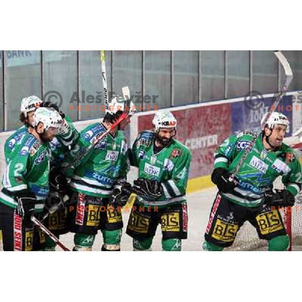 Kuznik celebrate first goal for ZM Olimpija at second game of Final of EBEL league between ZM Olimpija- Red Bulls Salzburg, played in Ljubljana, Slovenia 16.3.2008. Photo by Ales Fevzer 
