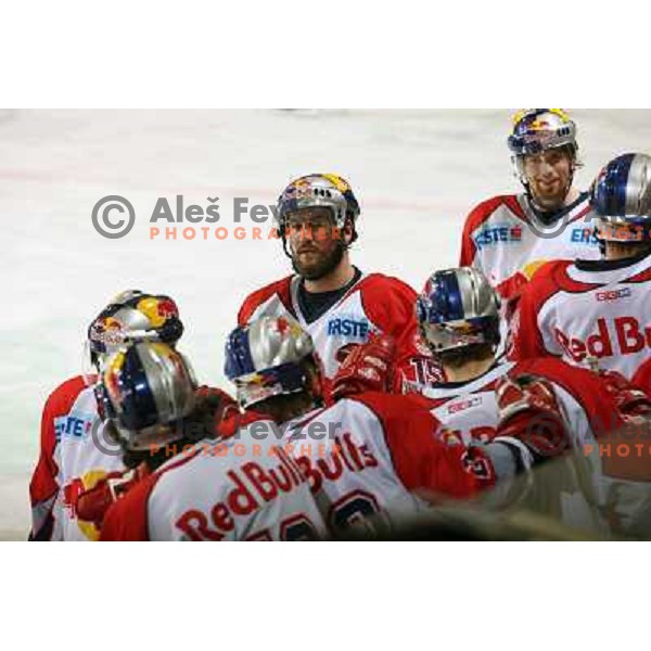 Salzburg players at second game of Final of EBEL league between ZM Olimpija- Red Bulls Salzburg, played in Ljubljana, Slovenia 16.3.2008. Red Bulls Salzburg won the game 3:1 and leveled the series 1:1. Photo by Ales Fevzer 