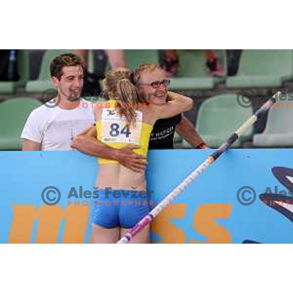 Coach Milan Kranjc and Tina Sutej during Slovenian Athletic team Cup in Ljubljana, Slovenia on July 5 , 2020