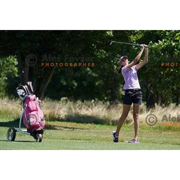 Pia Babnik playing at second round of SLO Tour Ladies 2020 at Livada golf course in Moravske Toplice, Slovenia on July 14,2020
