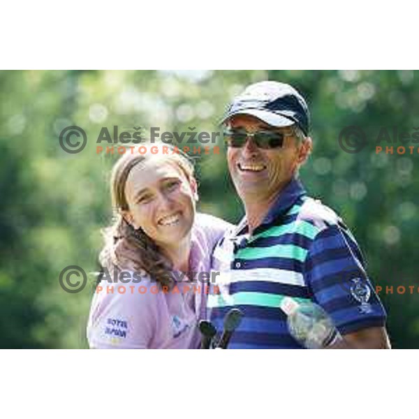 Pia Babnik and her father Ales Babnik after third round of SLO Tour Ladies 2020 at Livada golf course in Moravske Toplice, Slovenia on July 15,2020