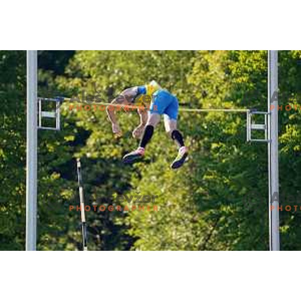 Robert Renner competes in pole vault at Slovenian Athletics Championship in Celje, Slovenia on July 25, 2020