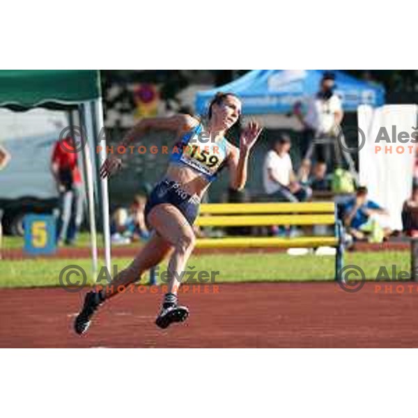 Lia Apostolovski competes in high jump at Slovenian Athletics Championship in Celje, Slovenia on July 25, 2020