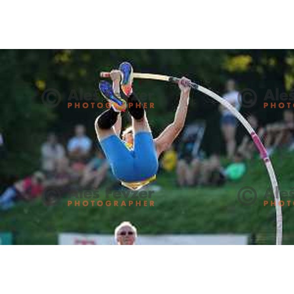 Robert Renner competes in pole vault at Slovenian Athletics Championship in Celje, Slovenia on July 25, 2020