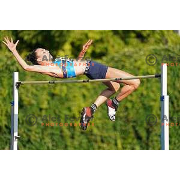 Lia Apostolovski competes in high jump at Slovenian Athletics Championship in Celje, Slovenia on July 25, 2020