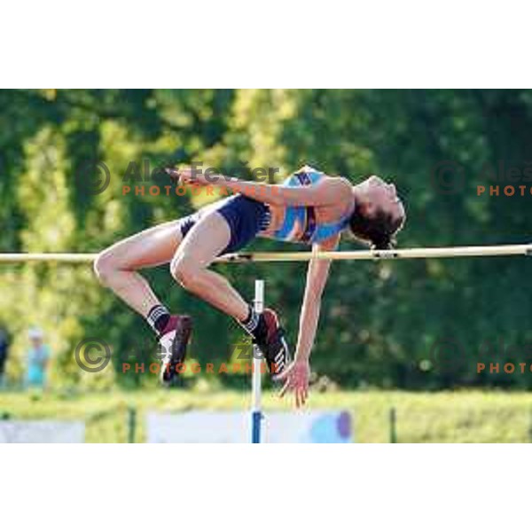 Lia Apostolovski competes in high jump at Slovenian Athletics Championship in Celje, Slovenia on July 25, 2020