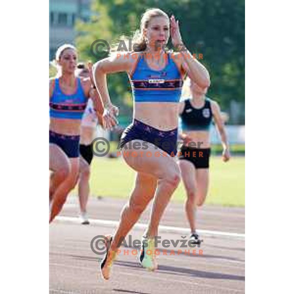 Maja Mihalinec competes at 100 meters at Slovenian Athletics Championship in Celje, Slovenia on July 25, 2020