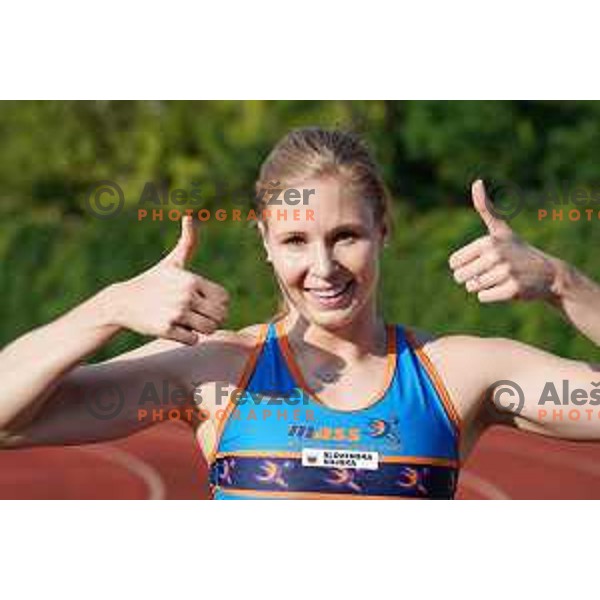 Maja Mihalinec competes at 100 meters at Slovenian Athletics Championship in Celje, Slovenia on July 25, 2020