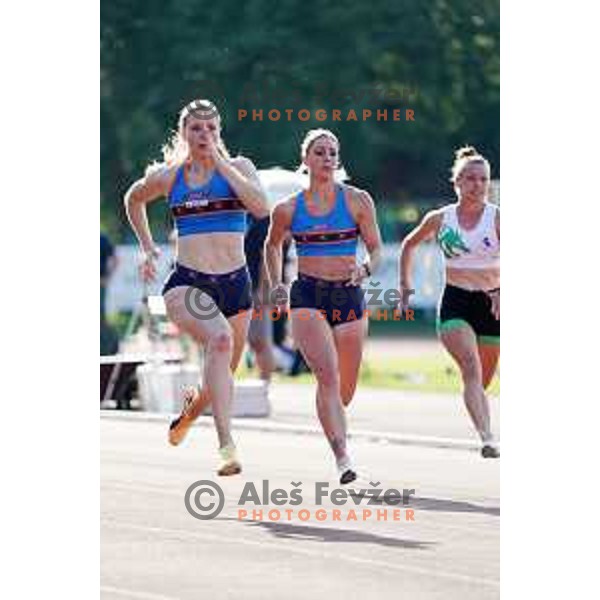 Maja Mihalinec competes at 100 meters at Slovenian Athletics Championship in Celje, Slovenia on July 25, 2020