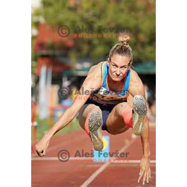 Neja Filipic competes at triple jump at Slovenian Athletics Championship in Celje, Slovenia on July 25, 2020