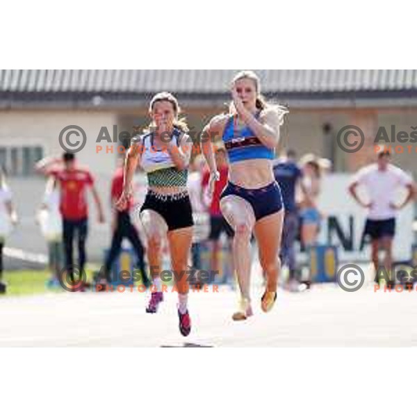Maja Mihalinec competes at 100 meters at Slovenian Athletics Championship in Celje, Slovenia on July 25, 2020