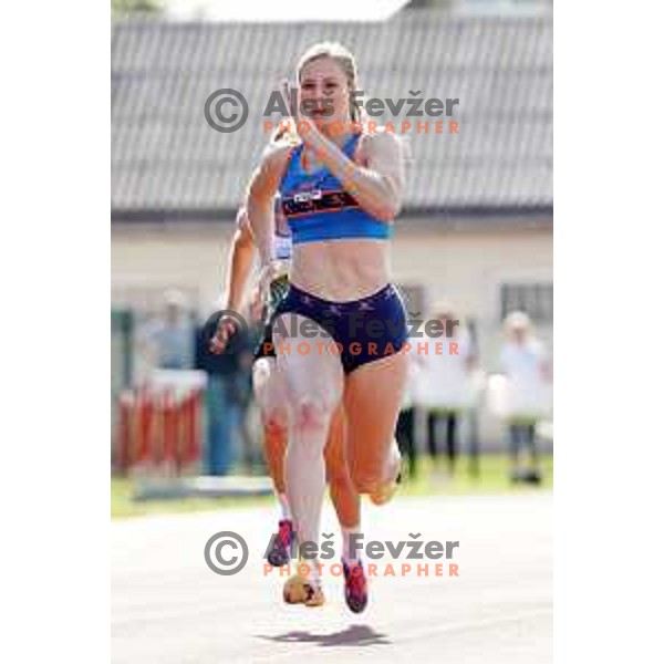 Maja Mihalinec competes at 100 meters at Slovenian Athletics Championship in Celje, Slovenia on July 25, 2020