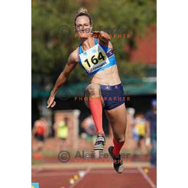 Neja Filipic competes at triple jump at Slovenian Athletics Championship in Celje, Slovenia on July 25, 2020