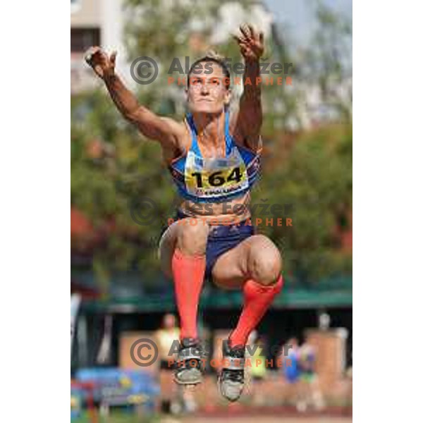 Neja Filipic competes at triple jump at Slovenian Athletics Championship in Celje, Slovenia on July 25, 2020