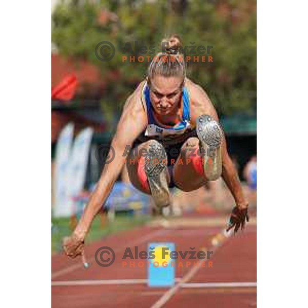 Neja Filipic competes at triple jump at Slovenian Athletics Championship in Celje, Slovenia on July 25, 2020