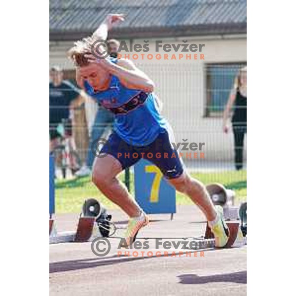 Nick Kocevar competes at 100 meters at Slovenian Athletics Championship in Celje, Slovenia on July 25, 2020