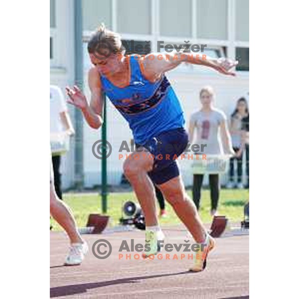 Nick Kocevar competes at 100 meters at Slovenian Athletics Championship in Celje, Slovenia on July 25, 2020