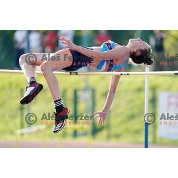Lia Apostolovski competes in high jump at Slovenian Athletics Championship in Celje, Slovenia on July 25, 2020