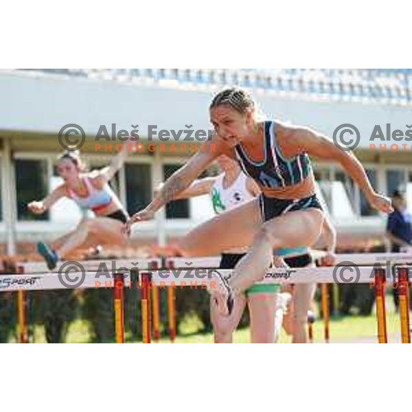 Nika Glojnaric, winner in 100 meters hurdles at Slovenian Athletics Championship in Celje, Slovenia on July 25, 2020