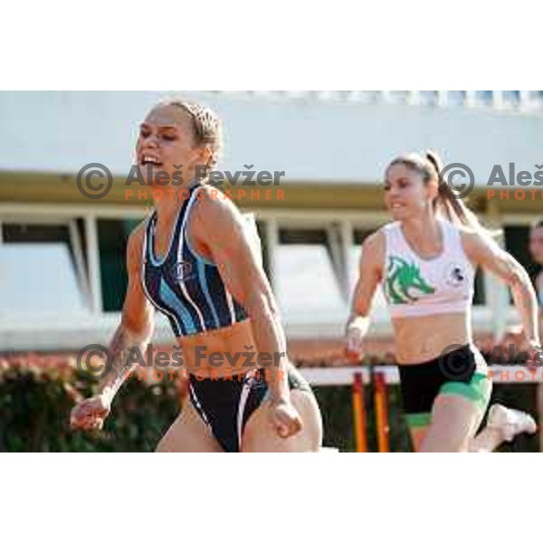Nika Glojnaric, winner in 100 meters hurdles at Slovenian Athletics Championship in Celje, Slovenia on July 25, 2020