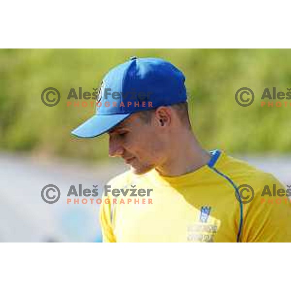 Robert Renner competes in pole vault at Slovenian Athletics Championship in Celje, Slovenia on July 25, 2020