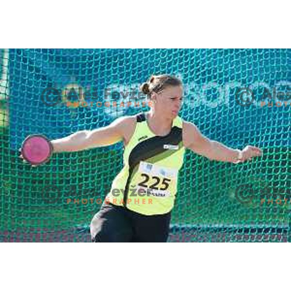 Veronika Domjan competes in discus throw at Slovenian Athletics Championship in Celje, Slovenia on July 25, 2020