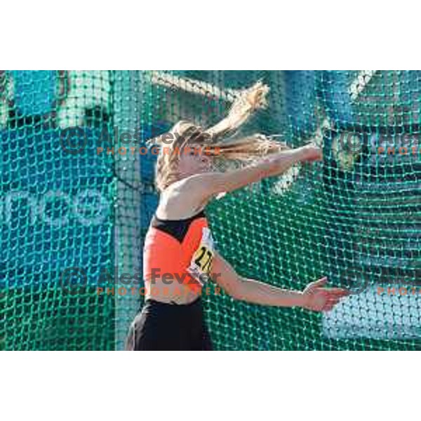 Lara Skornsek competes in discus throw at Slovenian Athletics Championship in Celje, Slovenia on July 25, 2020
