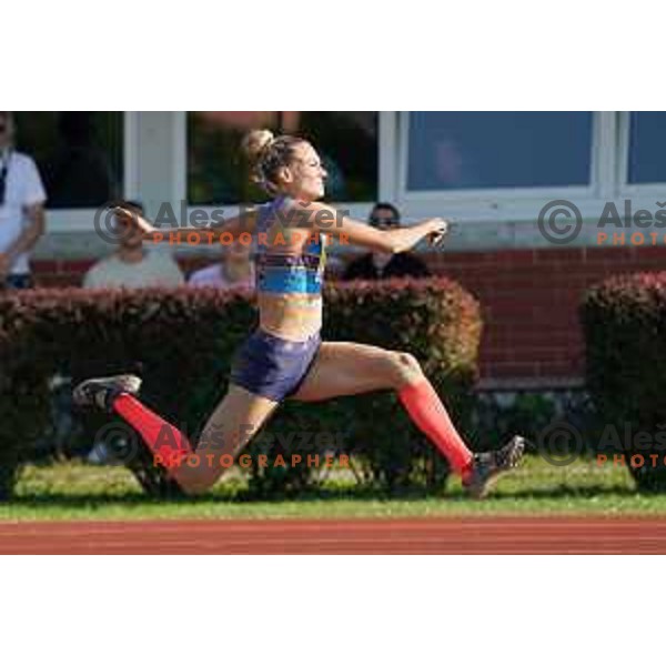 Neja Filipic competes at triple jump at Slovenian Athletics Championship in Celje, Slovenia on July 25, 2020