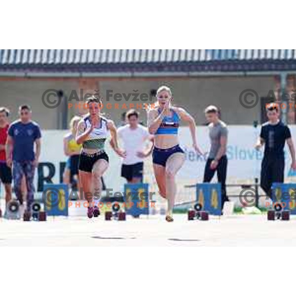Maja Mihalinec competes at 100 meters at Slovenian Athletics Championship in Celje, Slovenia on July 25, 2020