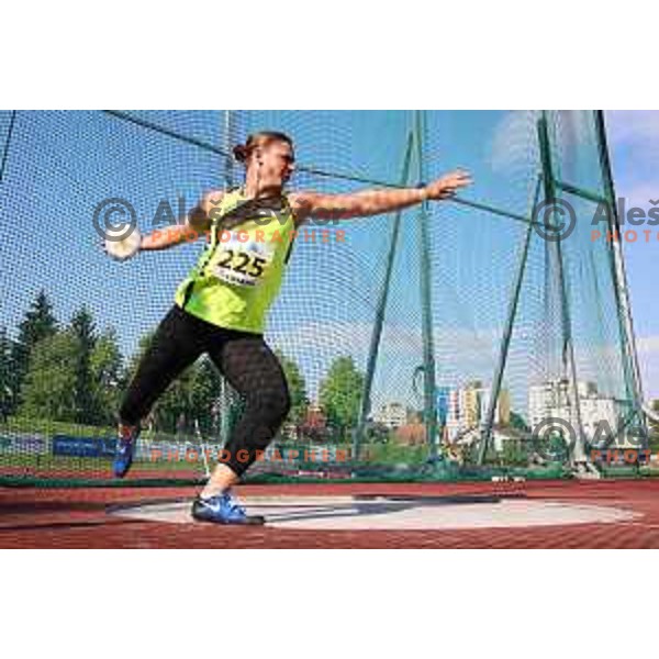 Veronika Domjan competes in discus throw at Slovenian Athletics Championship in Celje, Slovenia on July 25, 2020