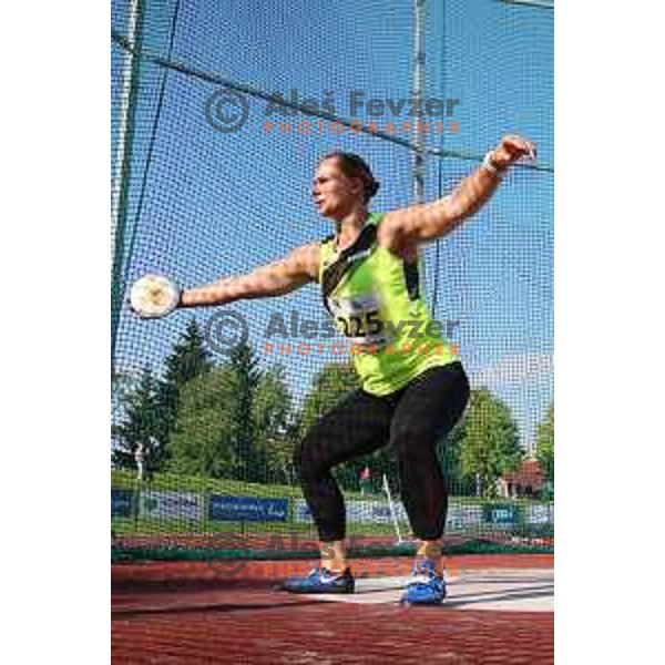Veronika Domjan competes in discus throw at Slovenian Athletics Championship in Celje, Slovenia on July 25, 2020