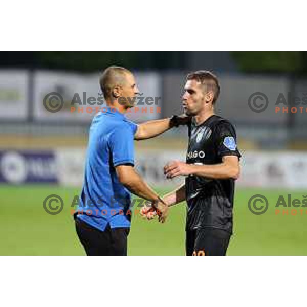 Dejan Grabic and Luka Zinko during Prva Liga Telekom Slovenije 2020-2021 football match between Domzale and Bravo in Domzale, Slovenia on August 22, 2020