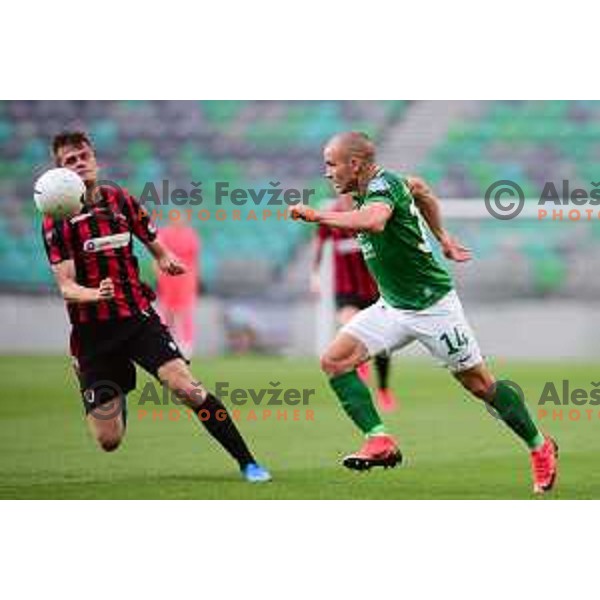 in action during UEFA Europa League Qualifiers football match between Olimpija and Vikingur in SRC Stozice, Ljubljana, Slovenia on August 27, 2020