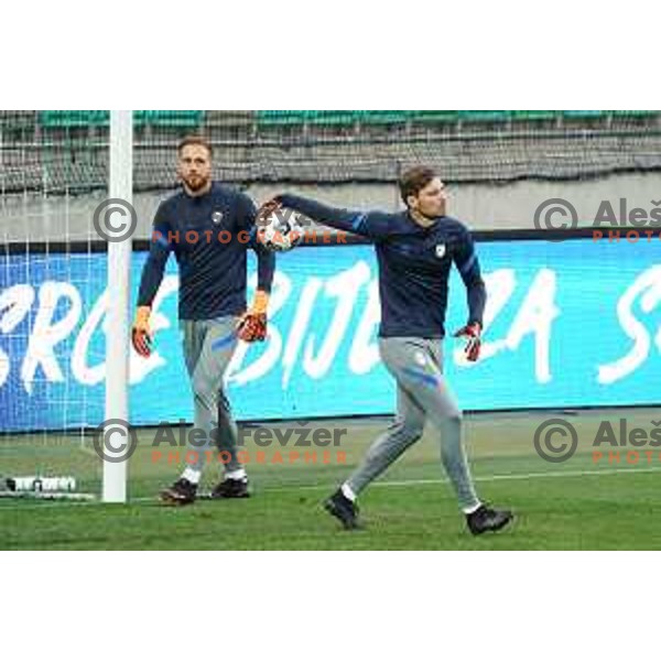 Jan Oblak and Vid Belec of Slovenia Football team during practice session before first match in UEFA Nations League in Ljubljana, Slovenia on September 2, 2020