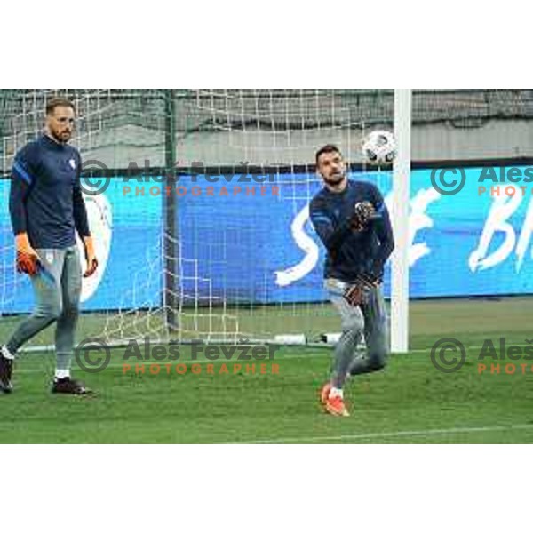 Jan Oblak and Matjaz Rozman of Slovenia Football team during practice session before first match in UEFA Nations League in Ljubljana, Slovenia on September 2, 2020
