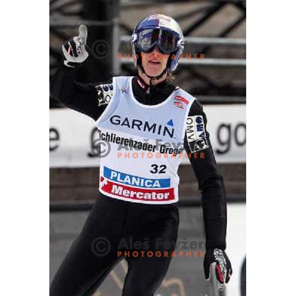 Gregor Schlierenzauer (AUT) at last ski flying competiton on Planica Flying Hill (215 Meters) in season 2007-2008. Planica, Slovenia 16.3.2008. Photo by Ales Fevzer 