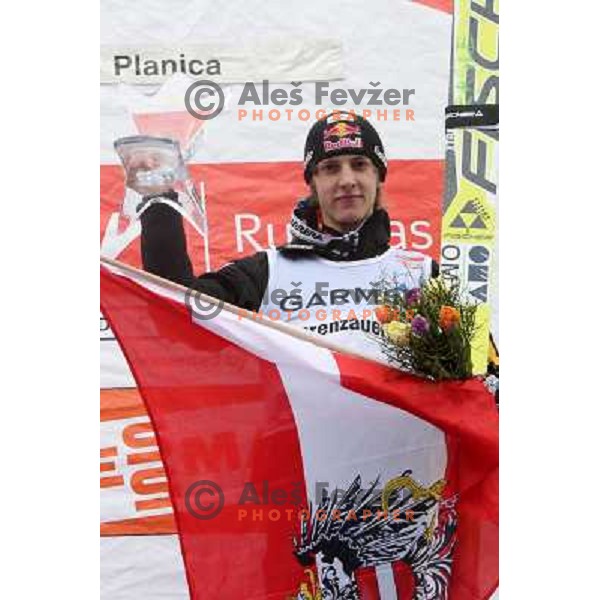 Gregor Schlierenzauer (AUT) at prize giving ceremony after last ski flying competiton on Planica Flying Hill (215 Meters) in season 2007-2008. Planica, Slovenia 16.3.2008. Photo by Ales Fevzer 