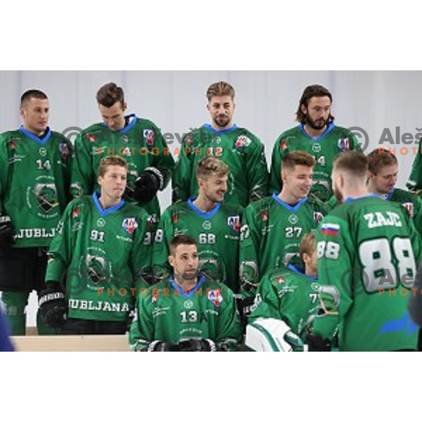 member of HK SZ Olimpija ice-hockey team for 2020-2021 season in Hala Tivoli, Ljubljana, Slovenia on September 7, 2020