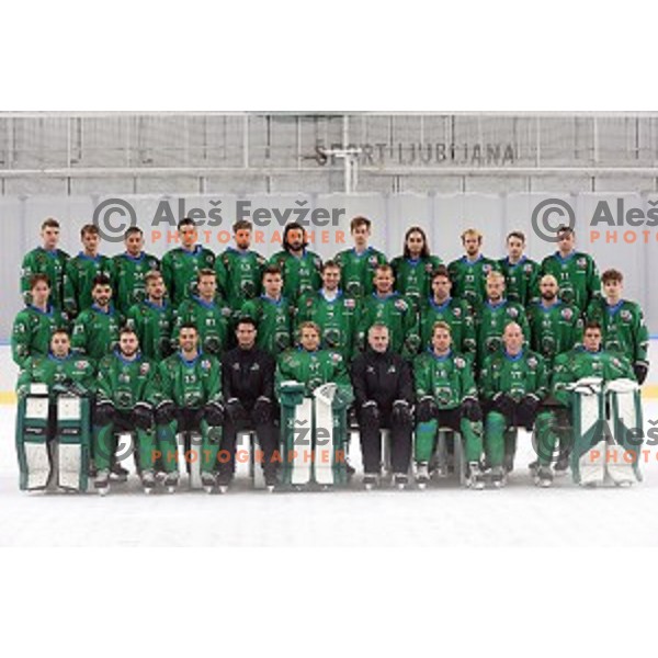 Member of HK SZ Olimpija ice-hockey team for 2020-2021 season in Hala Tivoli, Ljubljana, Slovenia on September 7, 2020