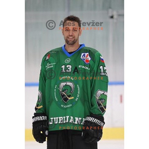 Member of HK SZ Olimpija ice-hockey team for 2020-2021 season in Hala Tivoli, Ljubljana, Slovenia on September 7, 2020