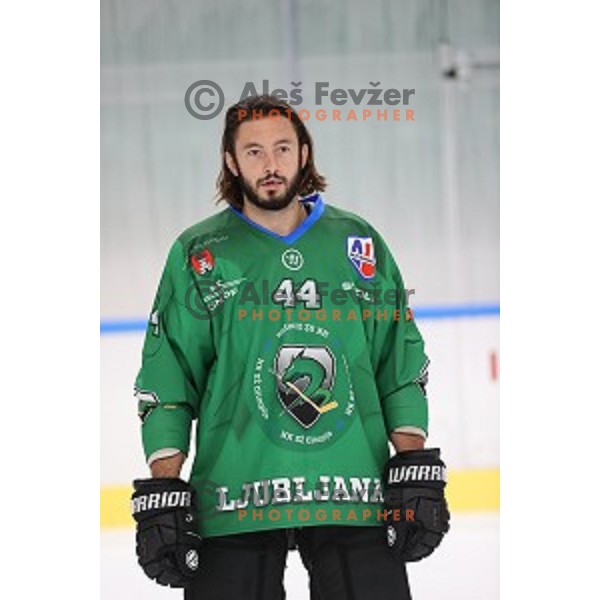 Member of HK SZ Olimpija ice-hockey team for 2020-2021 season in Hala Tivoli, Ljubljana, Slovenia on September 7, 2020