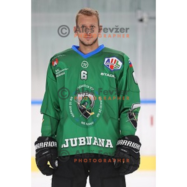 Member of HK SZ Olimpija ice-hockey team for 2020-2021 season in Hala Tivoli, Ljubljana, Slovenia on September 7, 2020