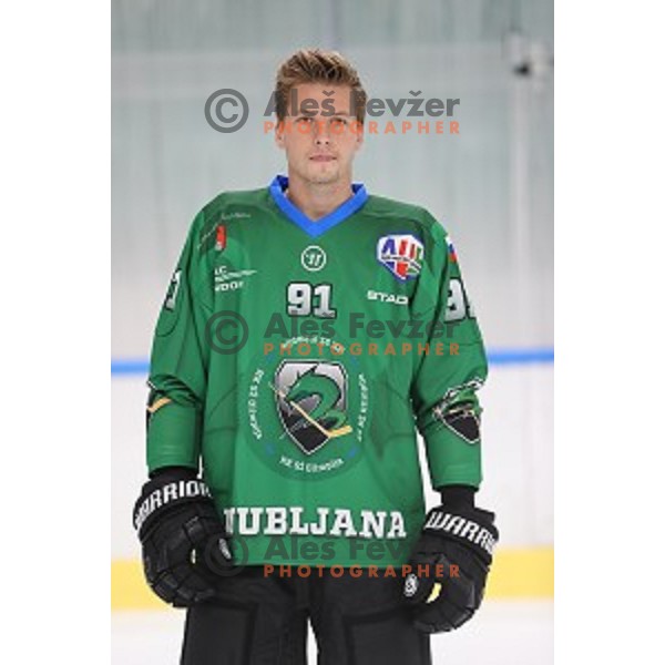 Member of HK SZ Olimpija ice-hockey team for 2020-2021 season in Hala Tivoli, Ljubljana, Slovenia on September 7, 2020