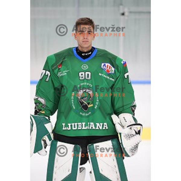 Member of HK SZ Olimpija ice-hockey team for 2020-2021 season in Hala Tivoli, Ljubljana, Slovenia on September 7, 2020